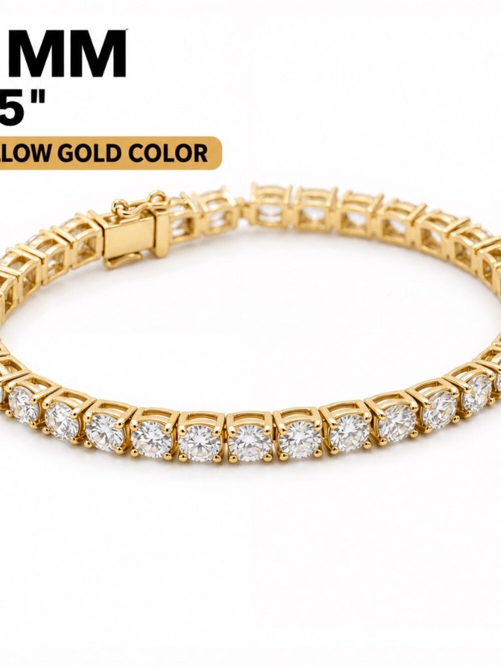 LEKANI 5mm Moissanite Tennis Bracelet S925 Gold 6.5 in
